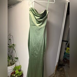 Windsor Strapless Green Satin Dress